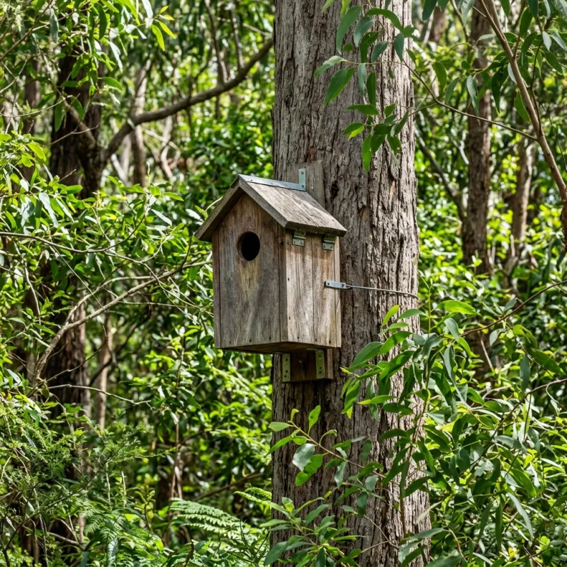 Animal nesting box installed as a humane alternative to a Scoresby roof cavity