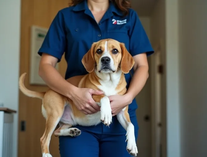 Technician respectfully transporting a deceased dog in Scoresby